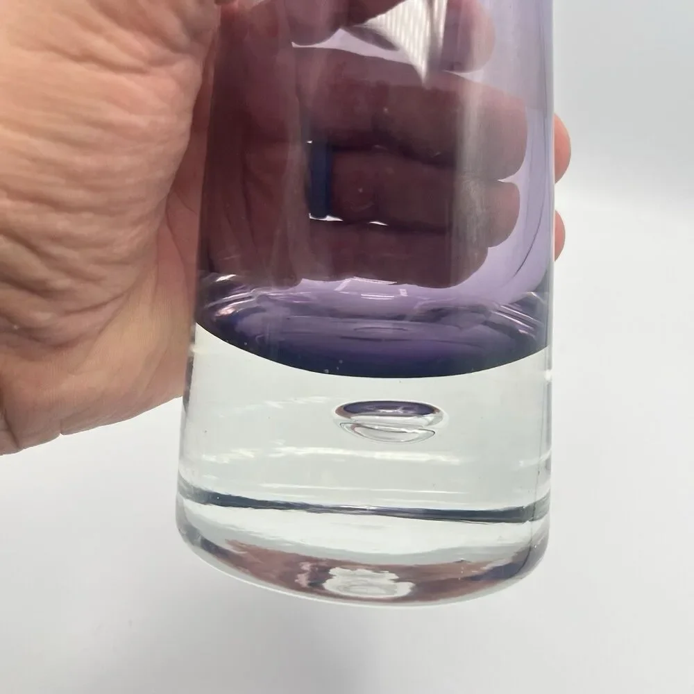 Krosno Poland Amethyst Art Glass Vase Candle Holder Suspended Bubble